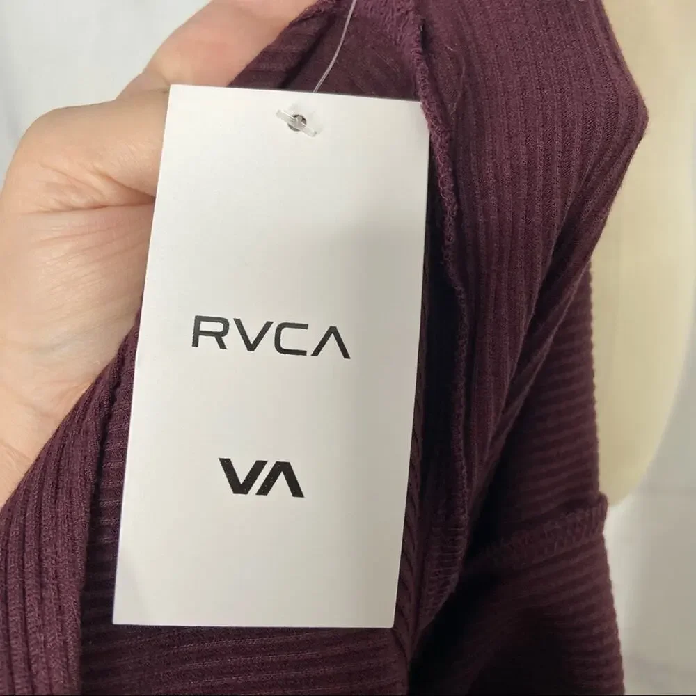 NWT RVCA Latte Back Cutout Dress Burgundy Bodycon High Neck Party Size L
